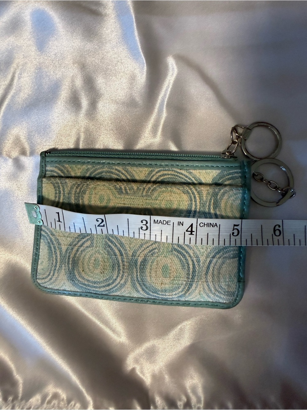 Vintage Coach Blue White Signature C ID Card Case Zip Coin Wallet